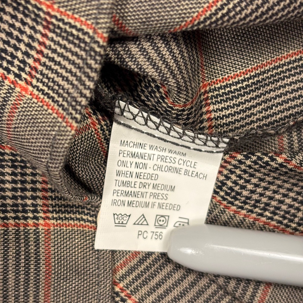 Van Heusen Mens Large Brown Plaid No Iron Long Sleeve Button Down Shirt - Picture 4 of 9
